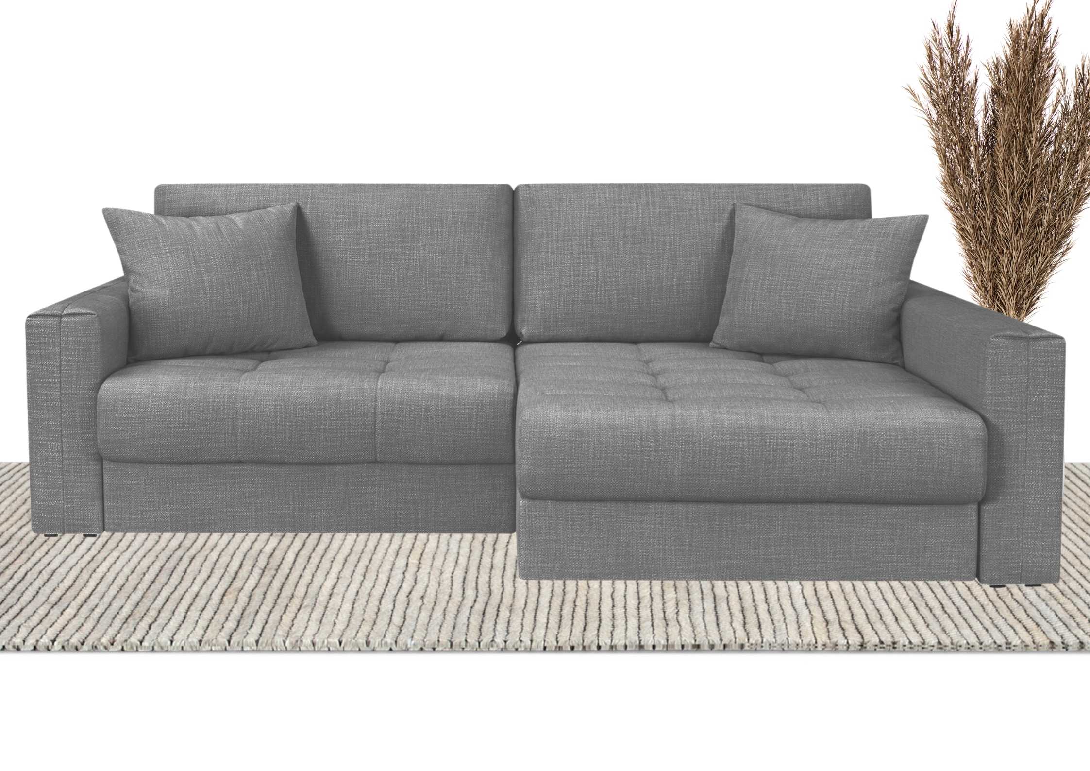 Szary narożnik modułowy z pikowanym siedziskiem